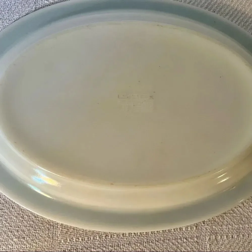 Vintage Pyrex Tableware Green Laurel Leaf Oval Double Tough Plastic Platter GVC.